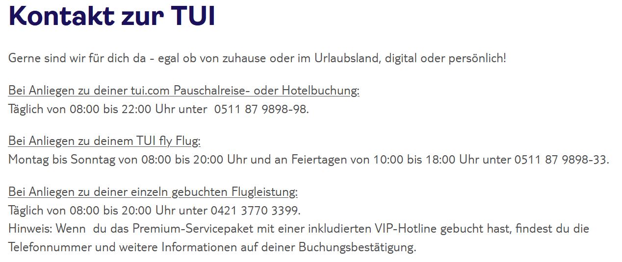 tui contact